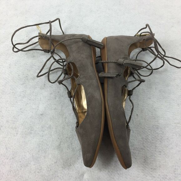 BCBGeneration Zaidee Ballet Flats Size 6.5 Taupe Gray Pointed Toe Gladiator Wrap - Picture 4 of 9